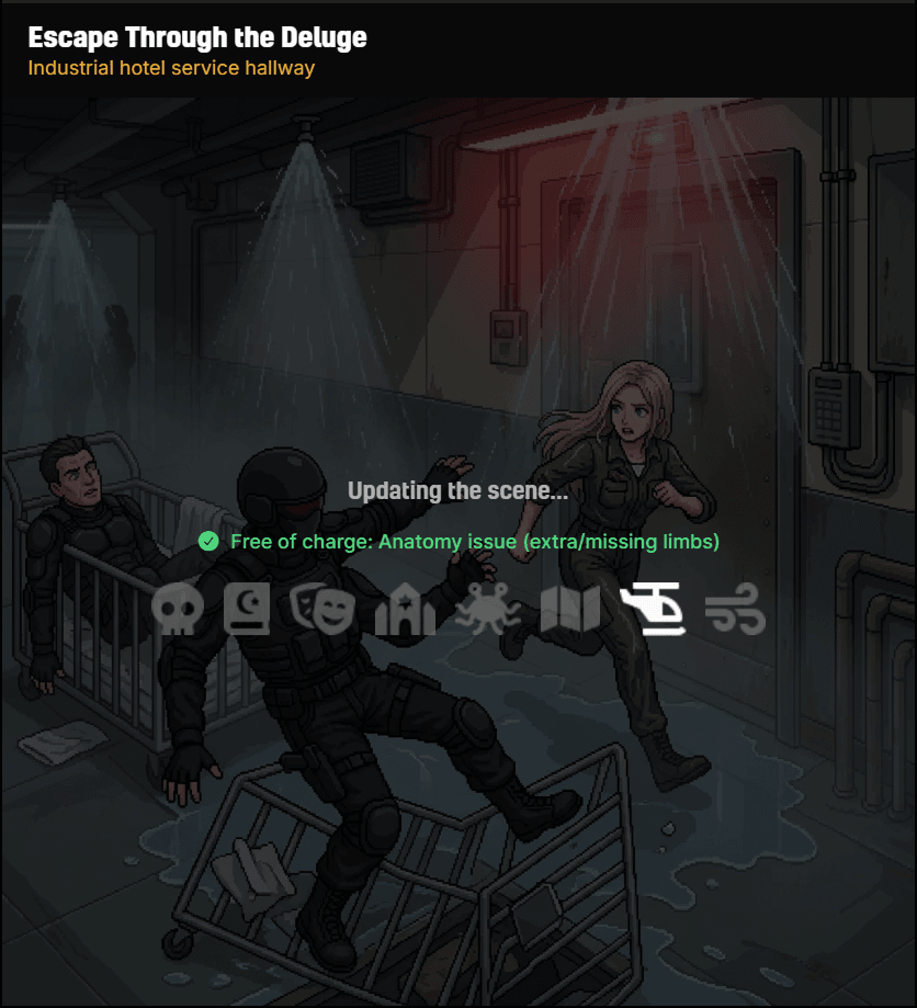 A scene image with an issue is regenerated for free