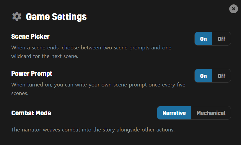 Game Settings Dialog