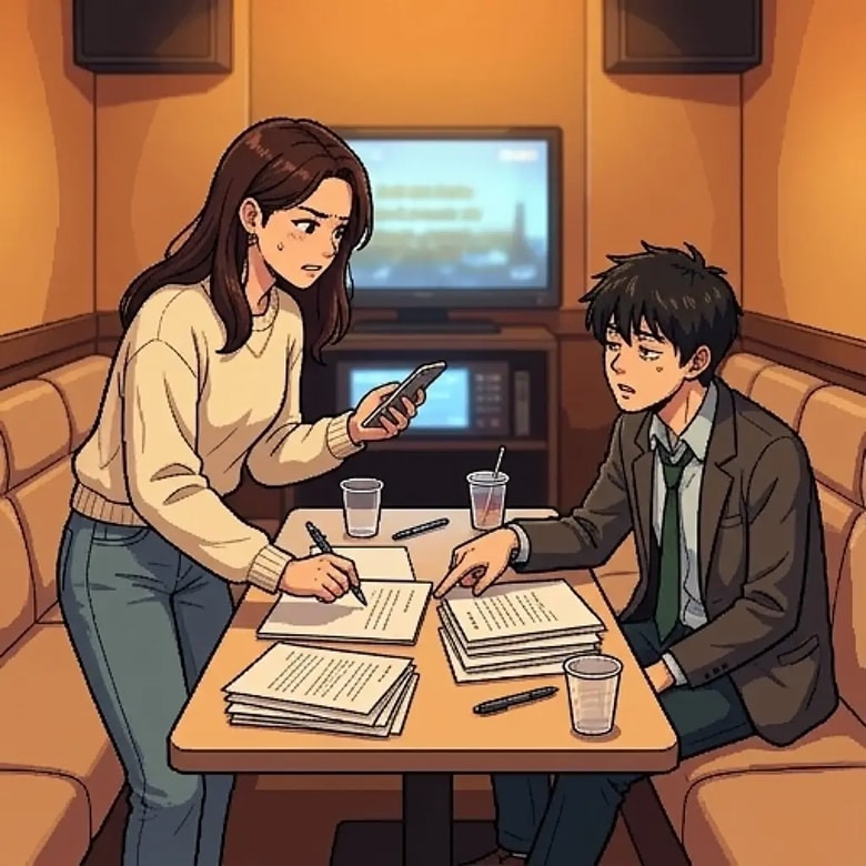 An illustrated slice of life scene from LiveTale: two characters sharing an everyday moment